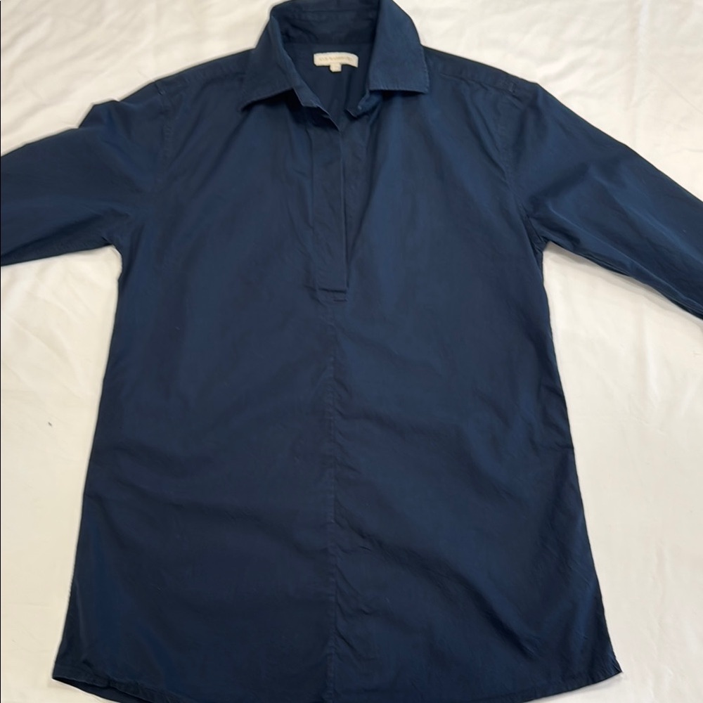Ann Mashburn Navy Blue Long Sleeve Designer Tunic Size Medium